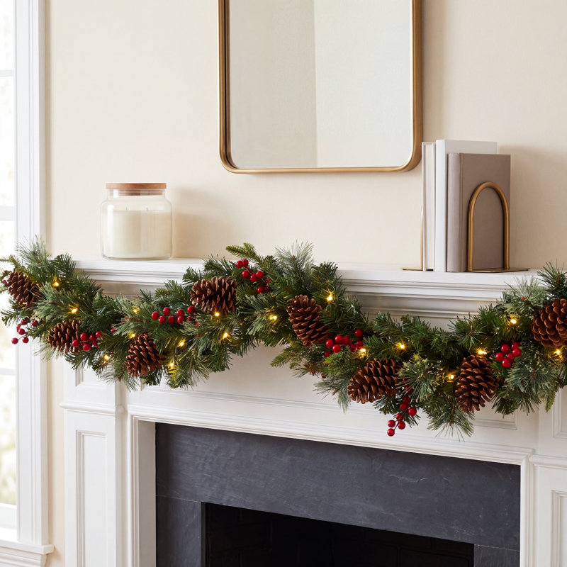 The Holiday Aisle® 36 in. Colonial Mailbox Swag with LED Lights